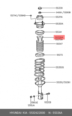 Hyundai Accent Тагаз Отбойник всборе с пыльником амортизатора задн 55326-22000 HYUNDAI KIA