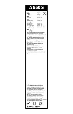 K700+700мм Комплект щеток стеклоочистителя бескаркасных VW Golf Plus V,Touran, F 3 397 118 950 BOSCH