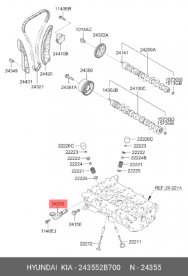 Huyndai Solaris Клапан контроля давления масла (фаз) 24355-2B700 HYUNDAI KIA