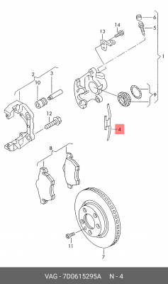 VAG пружина тормозных колодок 7D0 615 295 A VAG