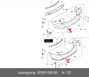 SS Kyron 05-07 Катафот задний левый 8390108100 SSANG YONG
