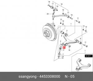 SS Rexton I Втулка шаровой опоры нижней 4453308000 SSANG YONG