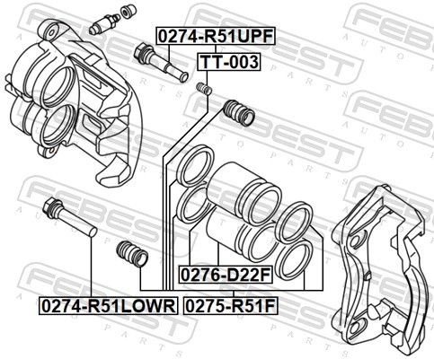 Nissan Pathfinder R51, INFINITY Qashqai +2 р/к переднего суппорта 0275-R51F FEBEST