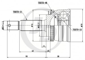 Hyundai Getz 1.3/1.4/1.6/ Rio 06-11/Verna (22x52.5x25) Шрус наружный ABS JCT0105A JUST DRIVE