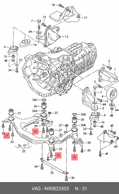 БОЛТ С СШЕСТИГРАННОЙ ГОЛОВКОЙ N 908 235 03 VAG