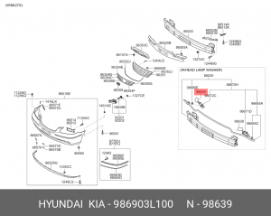 Hyundai Grandeur 06- 3.3 Распылитель форсунки омывателя фар прав 986903L100 HYUNDAI KIA
