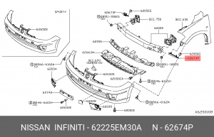 Nissan Tiida C11 2005> Кронштейн крепления переднего бампера левый 62225-EM30A NISSAN INFINITI