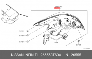 Nissan Teana 14- Фонарь задний LH 26555-3TS0A NISSAN INFINITI