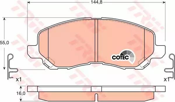 Mitsubishi Lancer  9,10, Outlander c 3гг, Grandis,  ASX, OUT 2012- колодки перед GDB3287 TRW