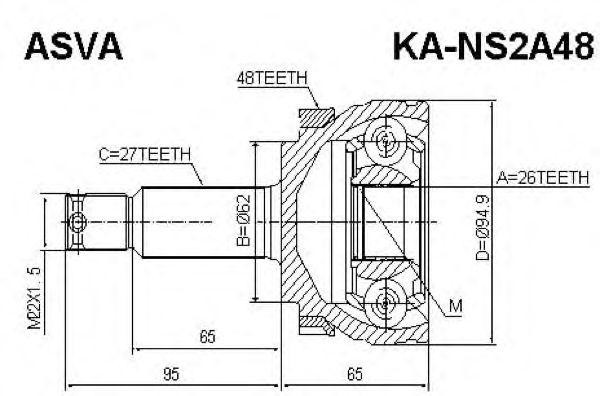 Hyundai 26*27 ШРУС наружный KA-NS2A48 ASVA