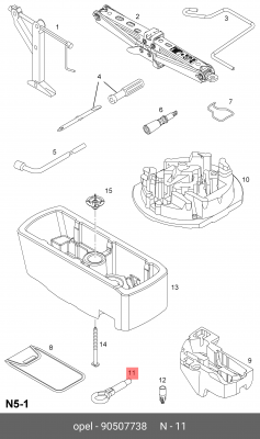 Ford Focus 2, Fiesta  Opel Astra H крюк буксировочный (кольцо) 90507738 GENERAL MOTORS