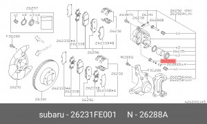 Subaru Impreza направляющая суппорта нижн. 26231FE001 SUBARU