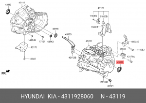 Hyundai Accent, Elantra, Getz, Matrix сальник привода КПП левый 4311928060 HYUNDAI KIA