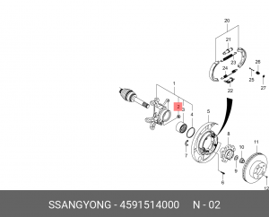 SS Actyon 11-15/ Rexton 11-15 Сайлентблок плавающий задней подвески 4591514000 SSANG YONG