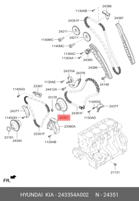 Kia Sorento 2.5 Звезда центральной цепи 243354A002 HYUNDAI KIA