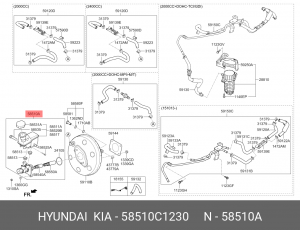 Hyundai Sonata 15-19 -главный тормозной цилиндр 58510C1230 HYUNDAI KIA