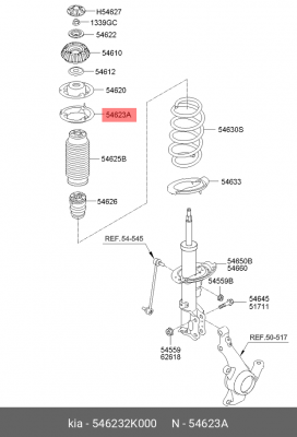 Подкладка передней пружины верхняя L=R 546232K000 HYUNDAI KIA