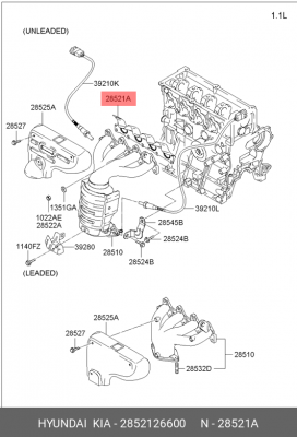 Прокладка металлическая (Прокладка коллектора) 2852126600 HYUNDAI KIA