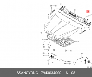 SS Actyon new - заглушка воздухозаборника левая 7943034000 SSANG YONG