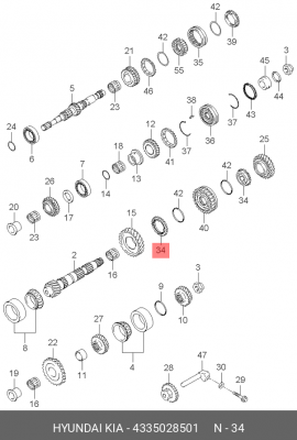 Hyundai Accent / Getz 06-  синхронизатор КПП 1-2 передачи (2шт) 4335028501 HYUNDAI KIA