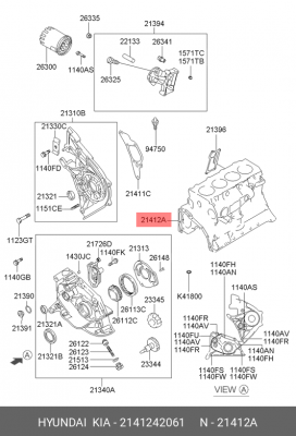 Hyundai Porter/Galoper/Starex H1 00-06/Terracan 2.5 D4BH/BF Прокладка масляного  2141242061 HYUNDAI KIA