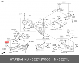 Hyundai Santa FE DM Сайлентблок заднего продольного рычага левый 552742W000 HYUNDAI KIA