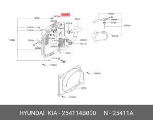 Hyundai Porter Патрубок радиатора верхн 254114B000 HYUNDAI KIA