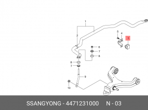 SS Actyon Sport 06-11/ Actyon 06-11/RextonI 6-12 Втулка перед стабилизатора D29. 4471231000 SSANG YONG