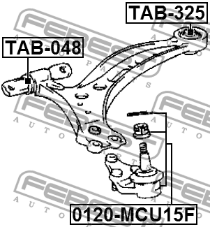 TOYOTA HARRIER ACU15/SXU15/MCU1 5 4WD 1997-2003 с\блок задний переднего рычага TAB-325 FEBEST
