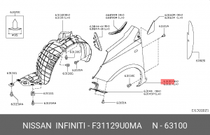 Nissan Note крыло переднее правое F3112-9U0MA NISSAN INFINITI