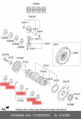 Hyundai Santa Fe 2.2D вкладыши коренные (черный) 210202F901 HYUNDAI KIA