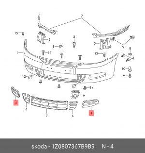 Skoda Octavia заглушка ПТФ лев 1Z0 807 367 B 9B9 VAG