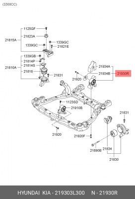 Hyundai Grandeur 06- 3.3 Опора двигателя задняя 219303L300 HYUNDAI KIA