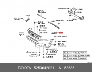 Toyota Rav 4 кронштейн переднего бампера 52536-42021 TOYOTA