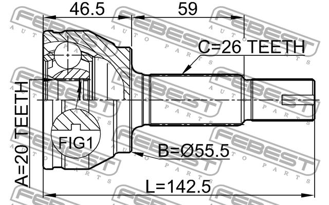TOYOTA YARIS 1.0/1.3 VVT-I 06- шрус наружный 0110-KSP90 FEBEST