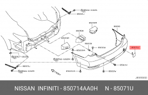Nissan Almera NEW 12- заглушка заднего бампера 85071-4AA0H NISSAN INFINITI