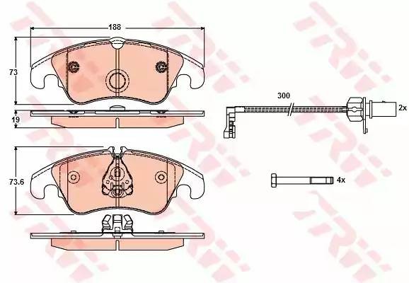 VAG Audi A5, A4 07-, A6 11-, Q5 08-13 колодки тормозные передние GDB1768 TRW