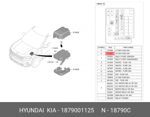 Hyundai, Kia Предохранитель 50A КВАДРАТ МАЛЫЙ 1879001125 HYUNDAI KIA