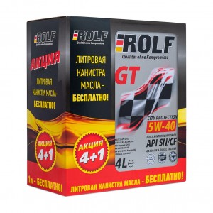 Масло моторное ROLF GT SAE 5W40 SN/CF 322405 Акция 4+1L 322405 ROLF