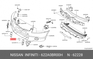 Nissan Qashqai J10E 10-13 - заглушка буксировочного крюка 622A0-BR00H NISSAN INFINITI