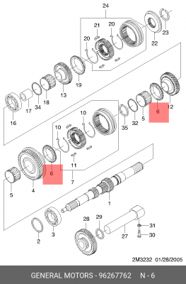 Matiz Кольцо блокирующее  3й передачи 96267762 GENERAL MOTORS