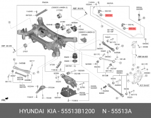 Втулка стабилизатора (Втулка стабилизатора HYUNDAI G80 16-/G90 16- заднего) 55513B1200 HYUNDAI KIA