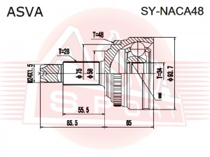 SS Actyon 11- ШРУС наружный переднего колеса (стопор снаружи) 34*58*28 SY-NACA48 ASVA