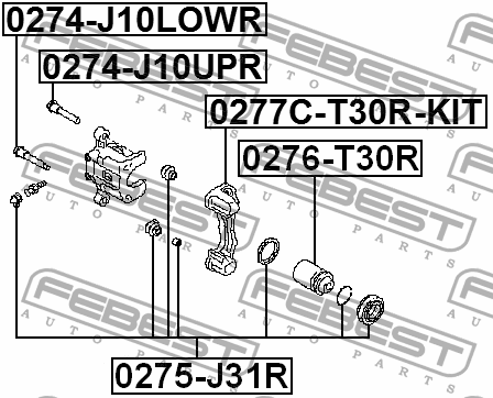 Nissan Qashqai J10, Teana J32, Tiida C11, X-Trail T30/T31 направляющаяя заднего  0274-J10LOWR FEBEST