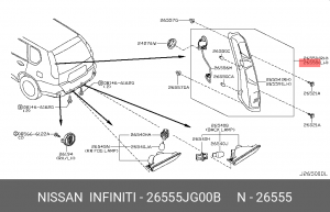 Nissan X-Trail T31 Фонарь задний левый 26555-JG00B NISSAN INFINITI