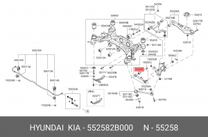 Hyundai SantaFe 06-12/ix55 Cайлентблок зад нижн развального рычага 55258-2B000 HYUNDAI KIA
