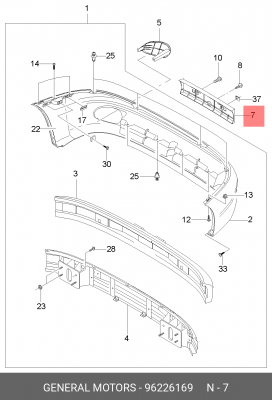 Chevrolet Lanos планка номерного знака передняя 96226169 GENERAL MOTORS
