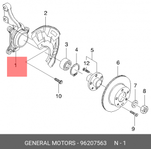 Daewoo Leganza 98-01 кулак поворотный перед лев 96207563 GENERAL MOTORS
