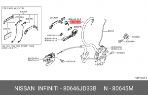 Nissan Qashqai 06- накладка личинки замка передняя левая 80646-JD33B NISSAN INFINITI