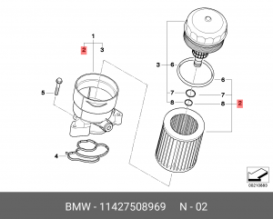 К-т сменного элемента масляного фильтра 11 42 7 508 969 BMW